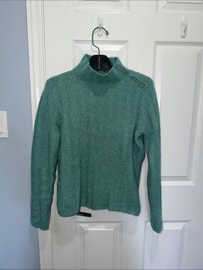 Reitmans Teal Button-Shoulder Turtleneck Sweater